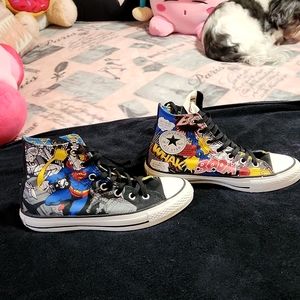 Unique Women's size 8,men size 6, Superman Converse High top sneakers